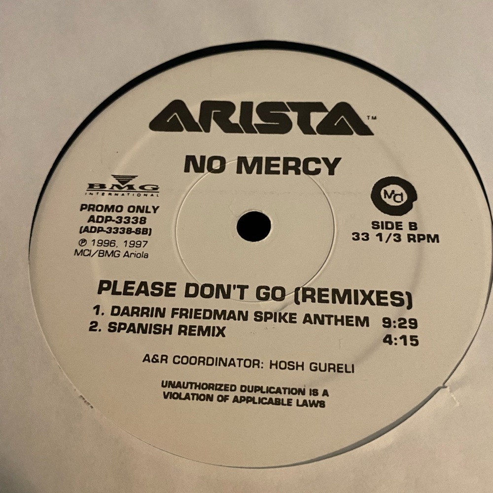 No Mercy "Please don't Go" (Remixes) Rare! 12inch Double (2) Vinyl Record - Picture 9 of 10